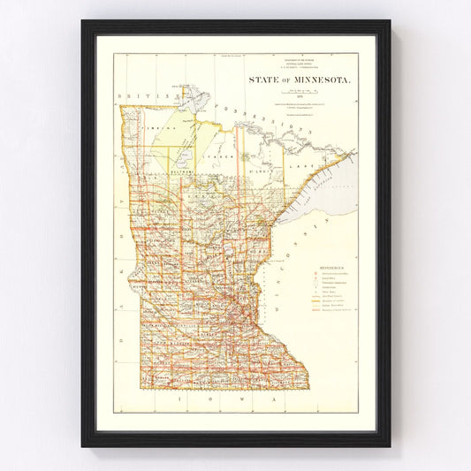Vintage Map of Minnesota 1876 - Humble Apparel Co