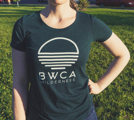 BWCA Sunset Wilderness Women's T-Shirt - Emerald Green - Humble Apparel Co
